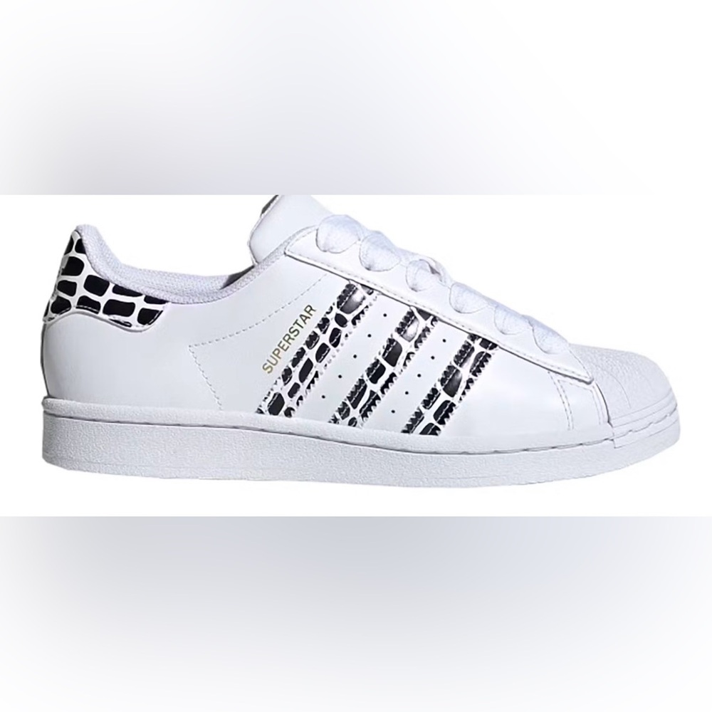 NEW Adidas Superstar White and Black Animal Print Sneakers